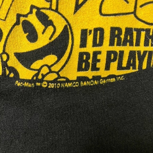 Pac-Man I'd Rather Be Playing Pac-Man 2010 Graphic Black Graphic Tee Juniors' L - Picture 8 of 16